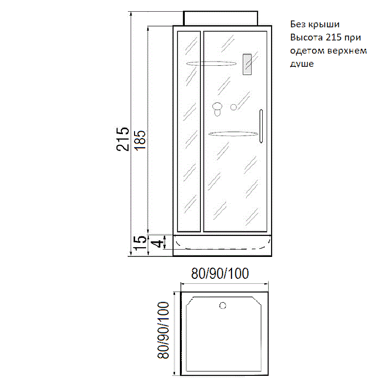 Душевая кабина RIVER TANA 90х90 без крыши купить в интернет-магазине Sanbest