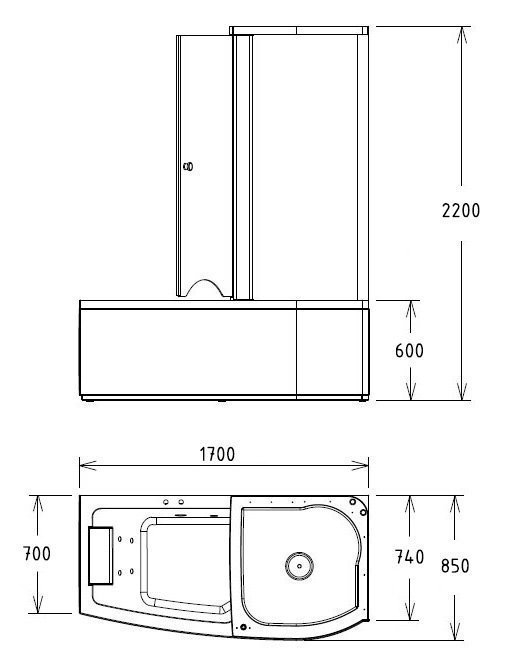 Ванна акриловая Gemy G8040 B 170x85 купить в интернет-магазине Sanbest