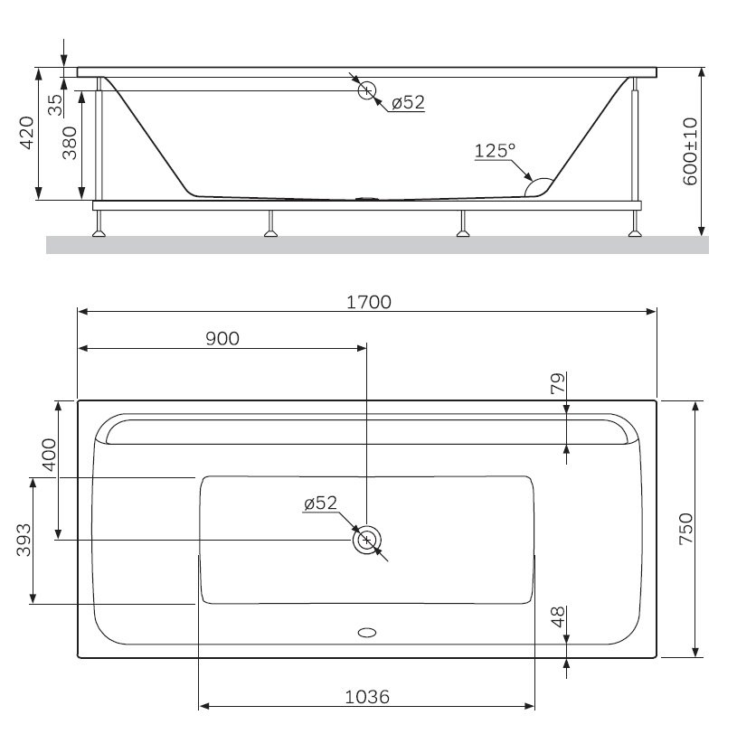 Ванна акриловая AM.PM Inspire V2.0 W52A-170-075W-A 170х75 купить в интернет-магазине Sanbest