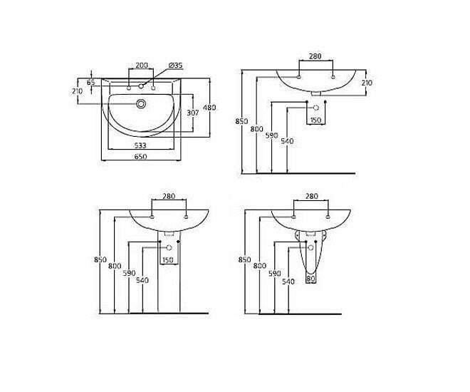 Раковина на полупьедестале Ideal Standard Ecco W444001 купить в интернет-магазине Sanbest