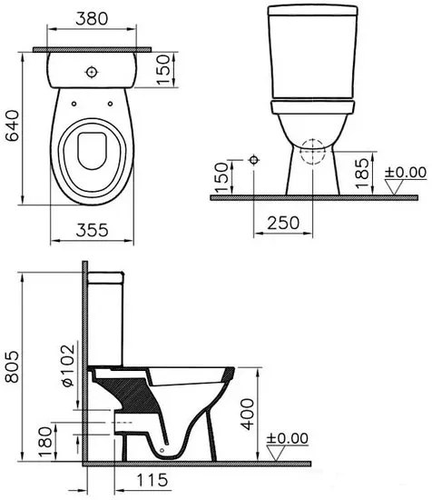 Унитаз напольный Vitra Norm Eisberg 9844B099-7202 с бачком, с крышкой микролифт, белый купить в интернет-магазине Sanbest