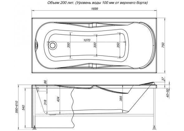 Акриловая ванна Aquanet Rosa с г/м Sport 170x75 купить в интернет-магазине Sanbest