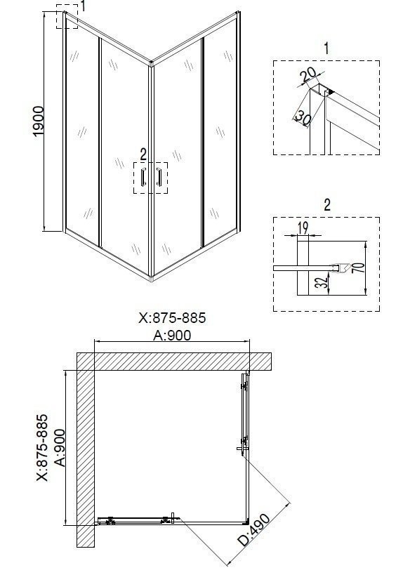 Душевой уголок Niagara Nova NG- 6608-08 90x90 купить в интернет-магазине Sanbest