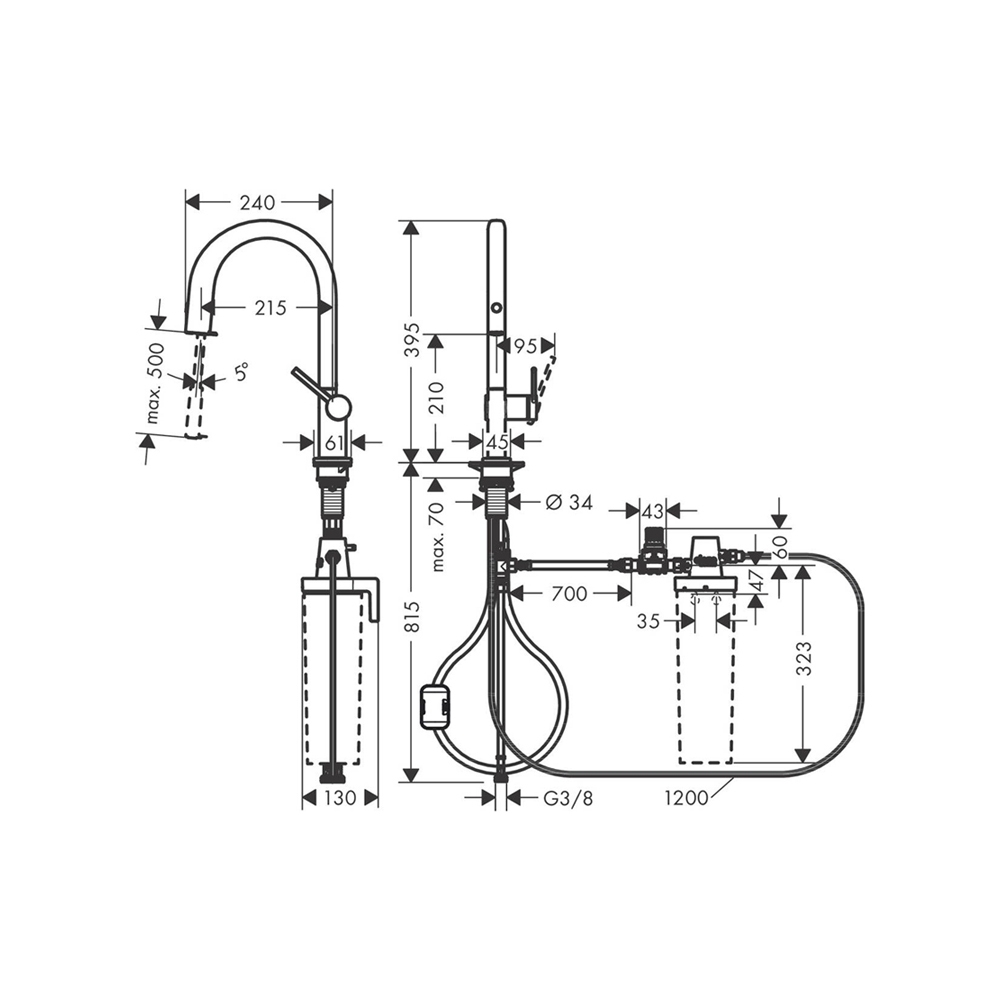 Смеситель для кухни Hansgrohe Aqittura 76803670 черный матовый купить в интернет-магазине сантехники Sanbest