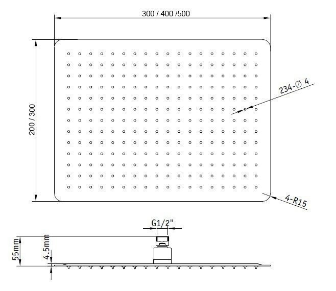 Верхний душ RGW Shower Panels SP-84-30 300x200 купить в интернет-магазине сантехники Sanbest