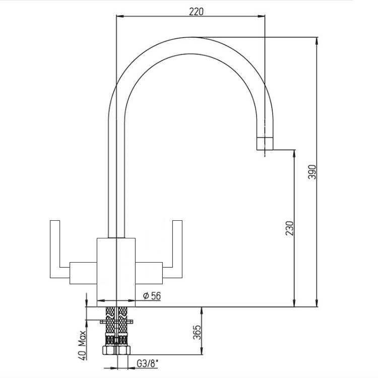 Смеситель для кухни PAINI Cucina 64CR490Q12QKM хром купить в интернет-магазине сантехники Sanbest