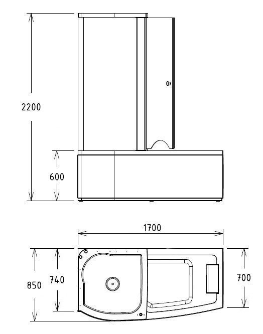 Ванна акриловая Gemy G8040 C 170x85 купить в интернет-магазине Sanbest