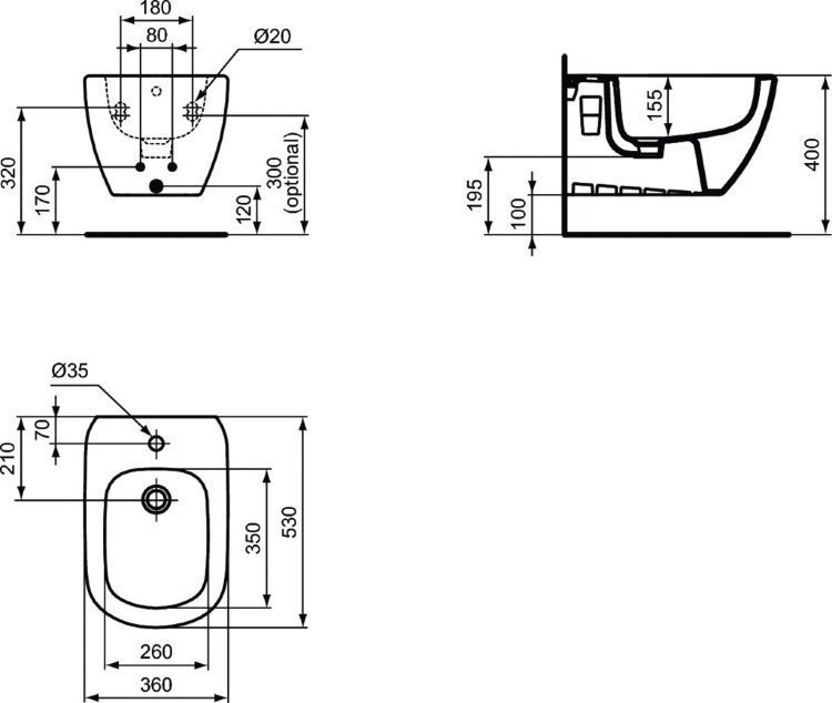 Биде подвесное Ideal Standard TESI T3552V3 купить в интернет-магазине Sanbest