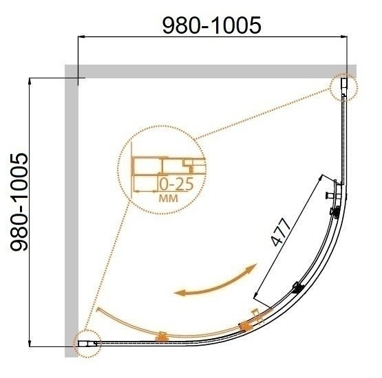 Душевой уголок Cezares MOLVENO-R-1 100x100 купить в интернет-магазине Sanbest