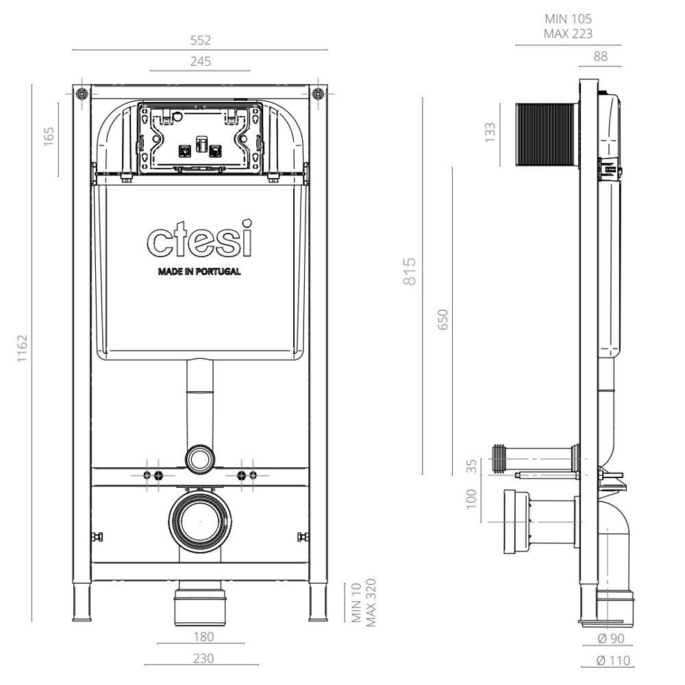 Инсталляция для унитаза Ctesi Solid BK0200240 купить в интернет-магазине сантехники Sanbest