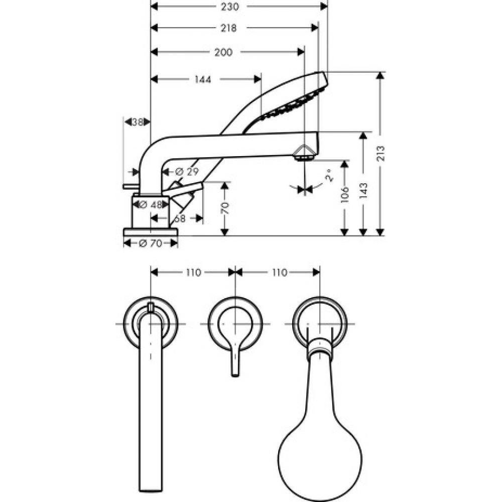 Смеситель для ванны Hansgrohe Talis S 72416000 купить в интернет-магазине сантехники Sanbest