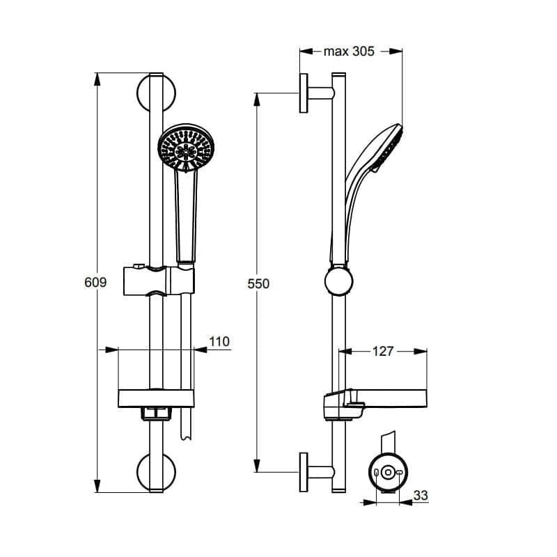 Душевой гарнитур Ideal Standard Idealrain B9503AA купить в интернет-магазине сантехники Sanbest