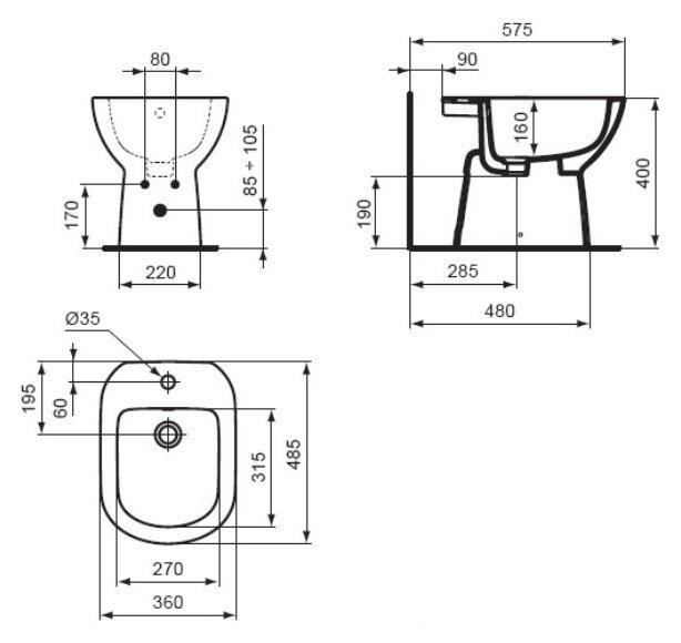 Биде напольное Ideal Standard Tempo-IS T510201 купить в интернет-магазине Sanbest