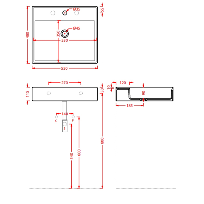 Раковина Artceram Scalino 55x48 Bianco купить в интернет-магазине Sanbest