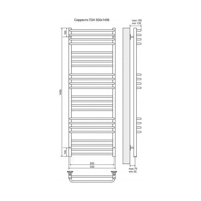 Полотенцесушитель электрический Terminus Сорренто П24 500x1456 левый/правый купить в интернет-магазине сантехники Sanbest