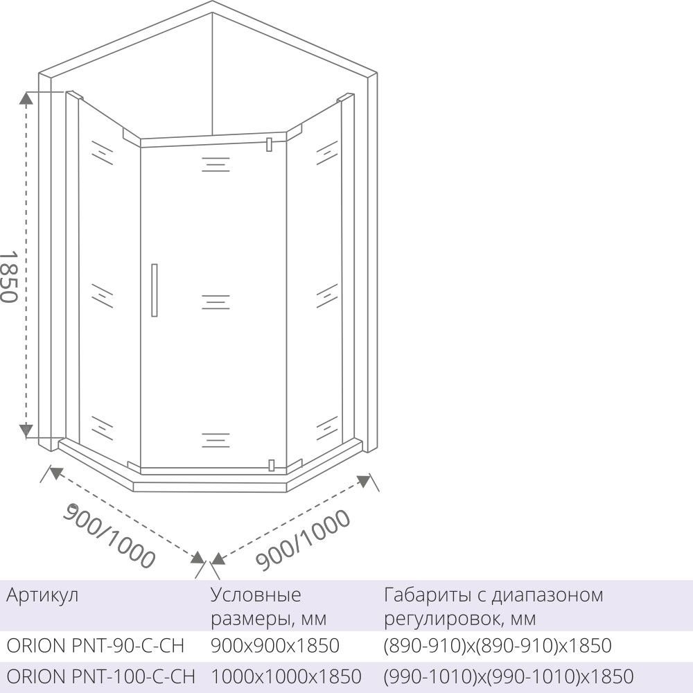 Душевой уголок Good Door ORION PNT-90-C-CH 90x90 купить в интернет-магазине Sanbest