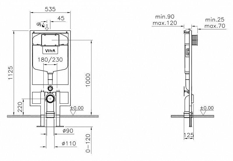 Унитаз подвесной Vitra Zentrum 9012B003-7206 купить в интернет-магазине Sanbest