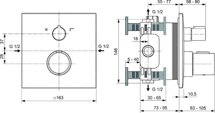 Смеситель для душа Ideal Standard CERATHERM C100 A7522XG купить в интернет-магазине сантехники Sanbest