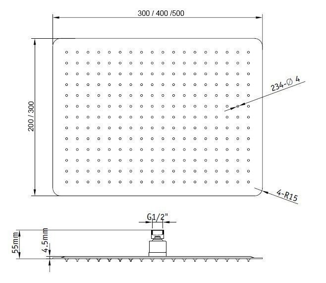 Верхний душ RGW Shower Panels SP-84-50 500x300 купить в интернет-магазине сантехники Sanbest
