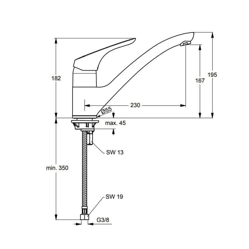 Смеситель для кухни Ideal Standard Cerasprint B5344AA купить в интернет-магазине сантехники Sanbest