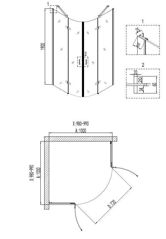 Душевой уголок Niagara Nova NG- 6616-08 100x100 купить в интернет-магазине Sanbest