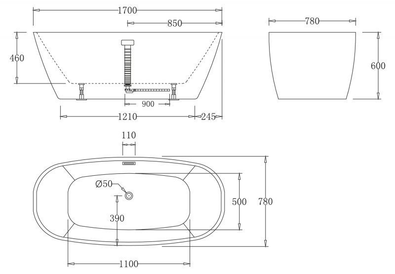 Ванна акриловая BelBagno BB72 170 белая купить в интернет-магазине Sanbest