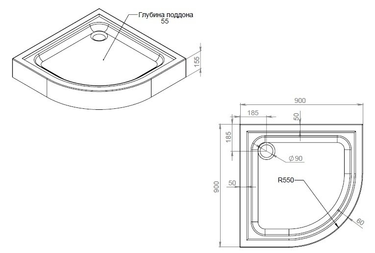 Душевой поддон AM.PM Gem W90T-401-090W 90х90 купить в интернет-магазине Sanbest