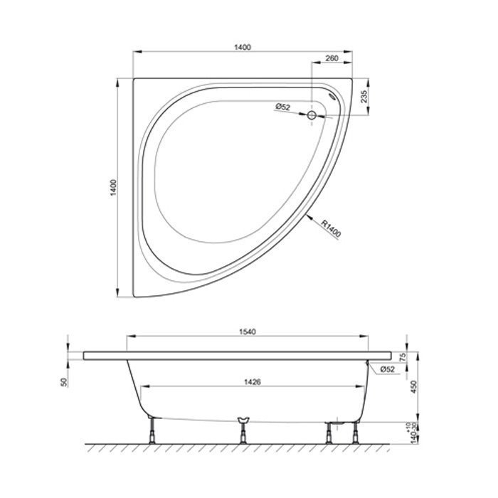 Ванна Bette Arco 6035-000 PLUS 140x140 Белый купить в интернет-магазине Sanbest