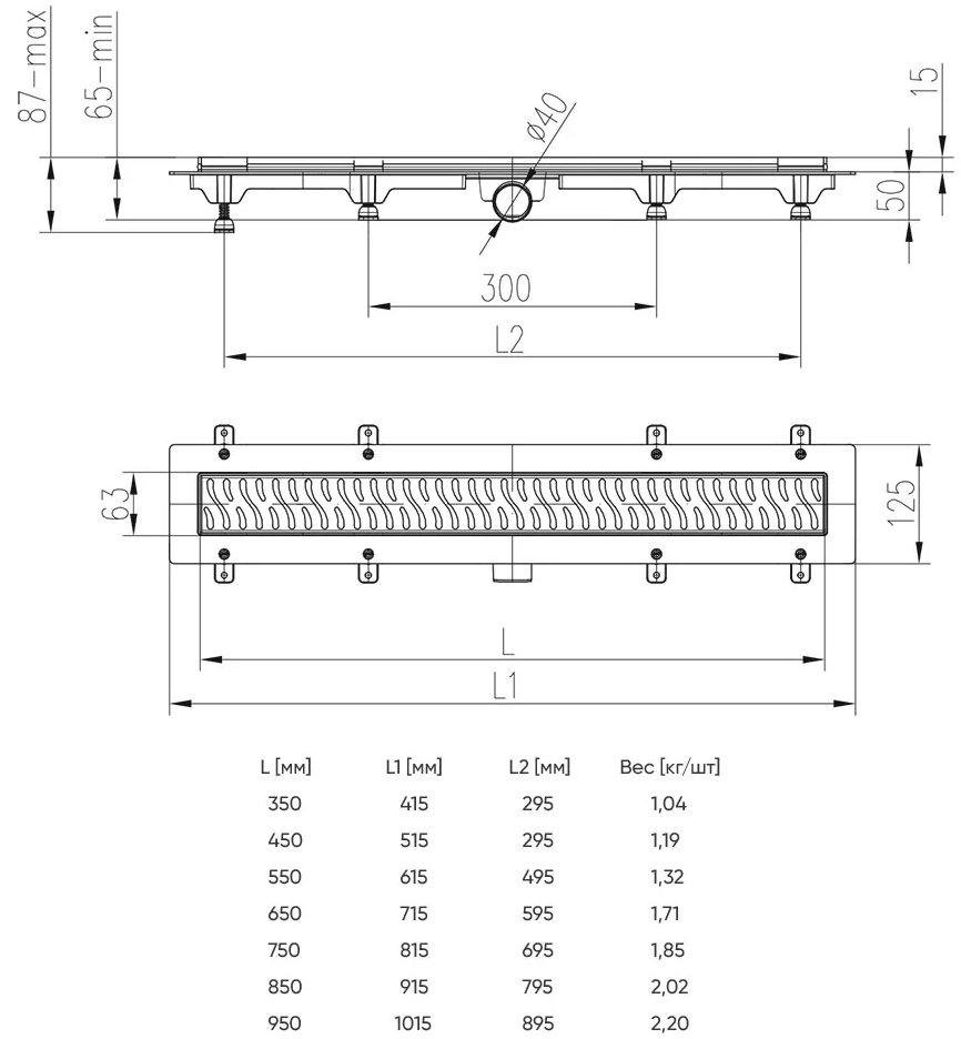 Душевой лоток Veconi Line Black V450LB купить в интернет-магазине Sanbest