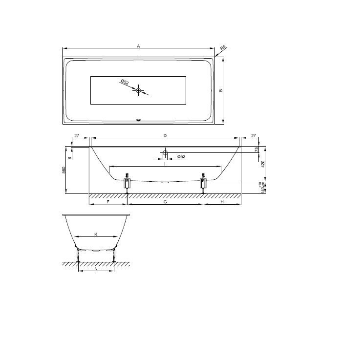 Ванна Bette Loft 3172-000 PLUS 180x80 Белый купить в интернет-магазине Sanbest