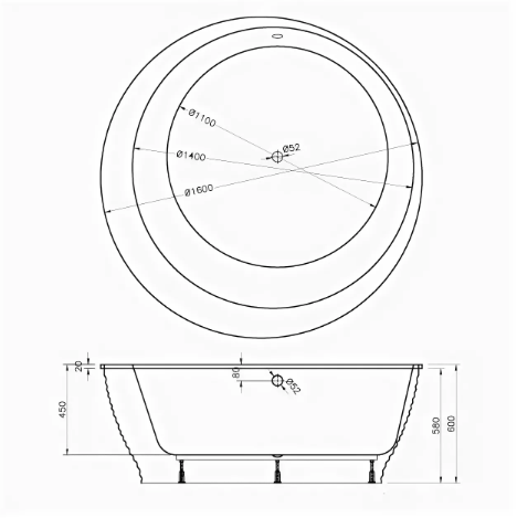 Акриловая ванна Vayer Boomerang D1600 с панелью купить в интернет-магазине Sanbest