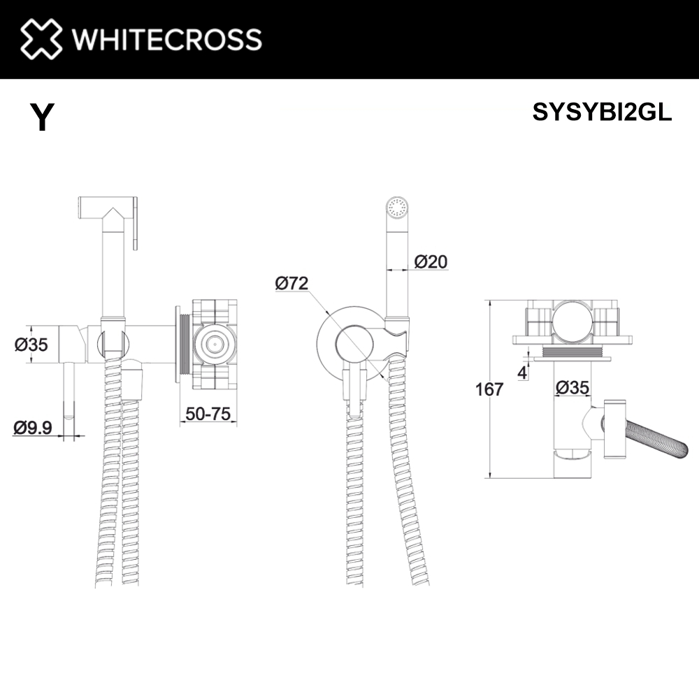 Гигиенический душ WhiteCross Y SYSYBI2GLB матовое золото купить в интернет-магазине сантехники Sanbest