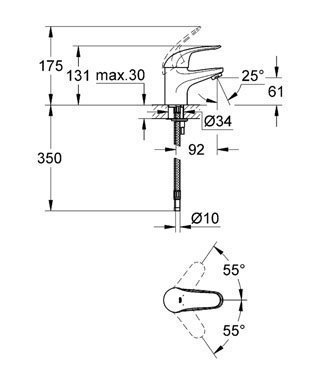 Смеситель для раковины Grohe Euroeco 32734 000 купить в интернет-магазине сантехники Sanbest