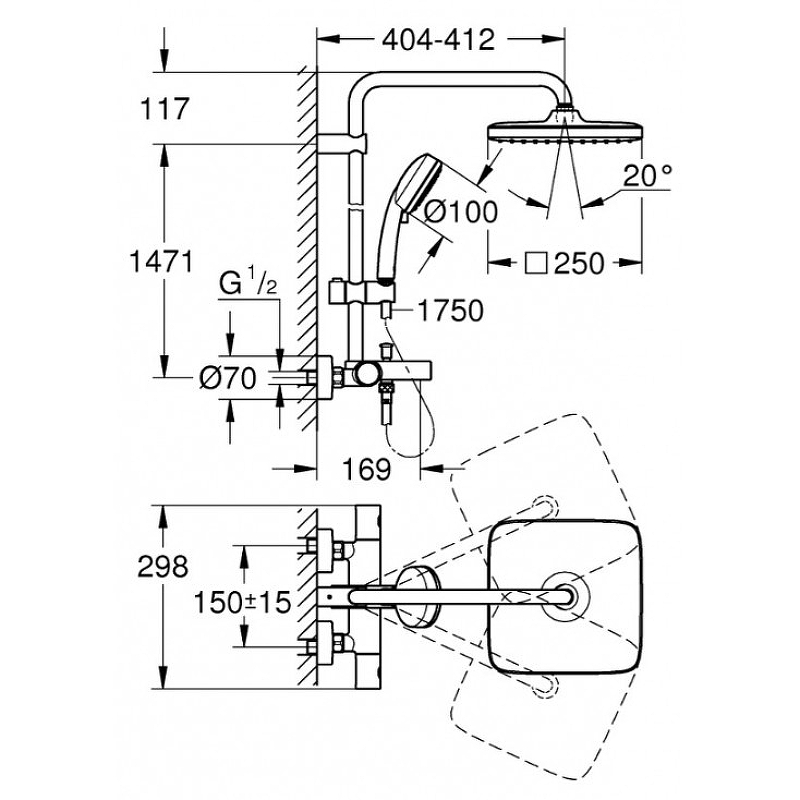 Душевая система Grohe Tempesta Cosmopolitan 250 26691000 хром купить в интернет-магазине сантехники Sanbest