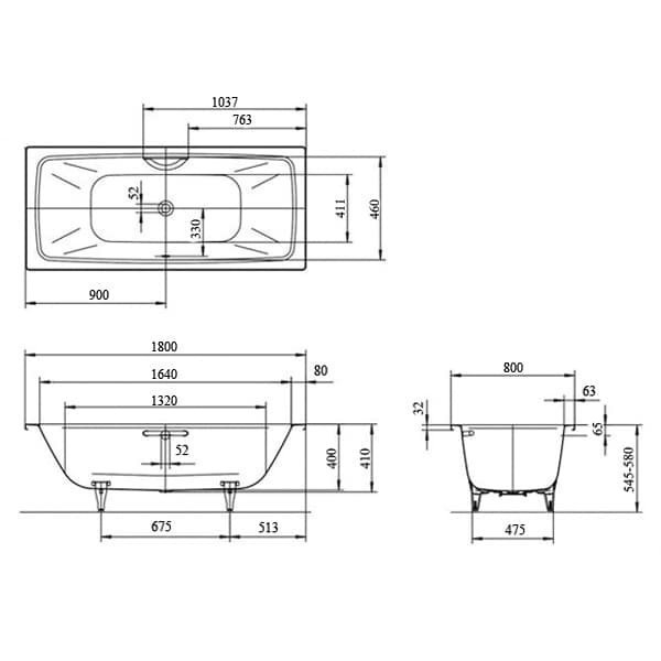 Ванна стальная Kaldewei Cayono Duo 725 180x80 купить в интернет-магазине Sanbest