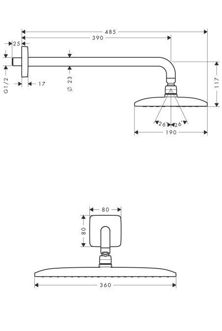 Верхний душ Hansgrohe Raindance 27376000 купить в интернет-магазине сантехники Sanbest