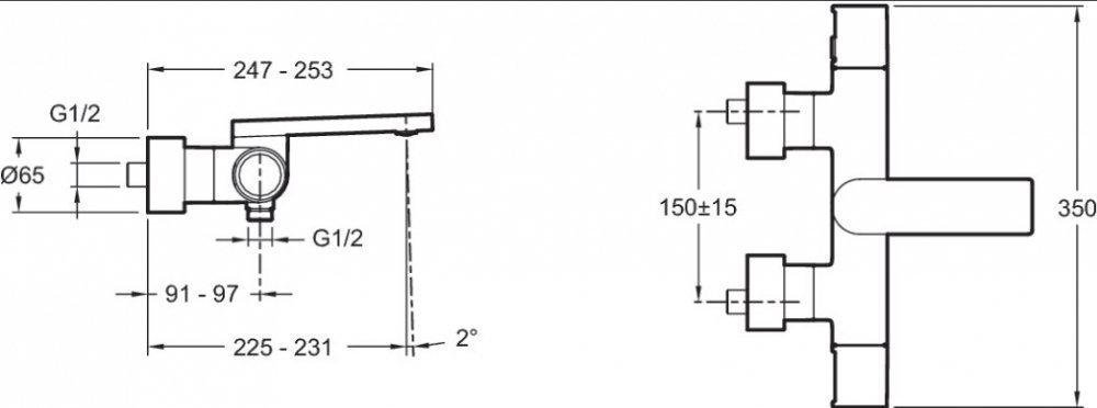 Смеситель для ванны Jacob Delafon COMPOSED E73110-CP хром купить в интернет-магазине сантехники Sanbest