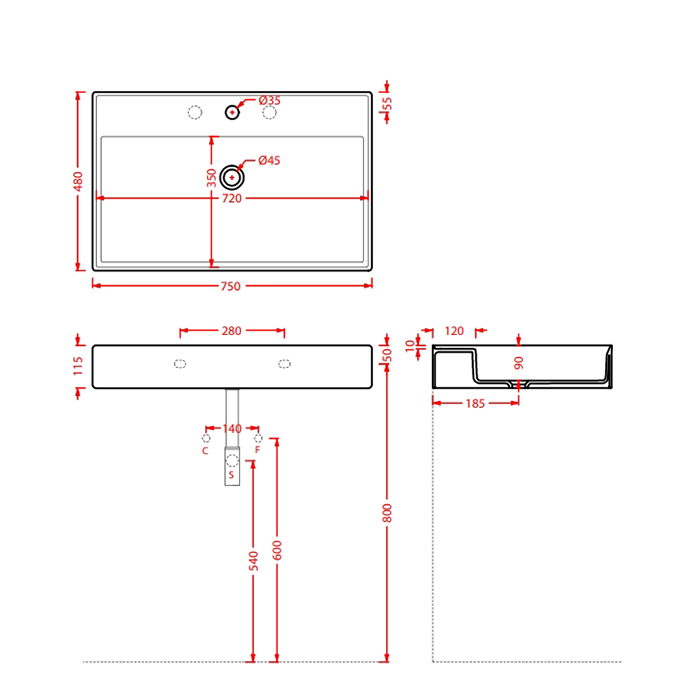 Раковина Artceram Scalino 75x48 Nero Matt купить в интернет-магазине Sanbest