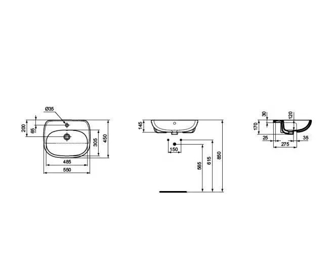 Раковина врезная Ideal Standard Tesi T010001 купить в интернет-магазине Sanbest