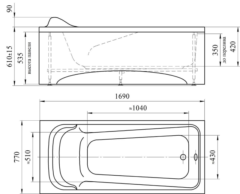 Акриловая ванна VANNESA Роза 169х77 с г/м Баланс купить в интернет-магазине Sanbest