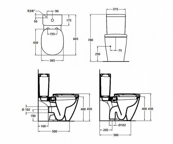 Унитаз напольный Ideal Standard Connect Space E119501 с бачком E797101 белый купить в интернет-магазине Sanbest