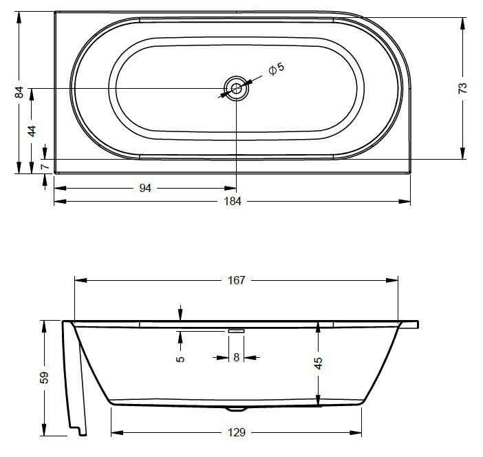 Ванна акриловая Riho Desire Corner 184x84 купить в интернет-магазине Sanbest