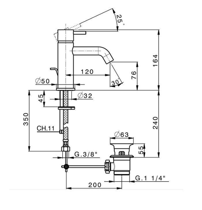 Смеситель для раковины Cisal LESS NEW LN00051040 купить в интернет-магазине сантехники Sanbest