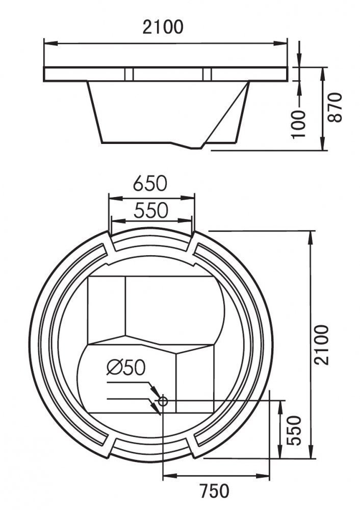 Ванна акриловая Gemy G9060 B 210x210 купить в интернет-магазине Sanbest