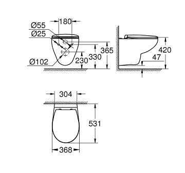 Унитаз подвесной Grohe Bau Ceramic 39351000 безободковый, с крышкой микролифт купить в интернет-магазине Sanbest