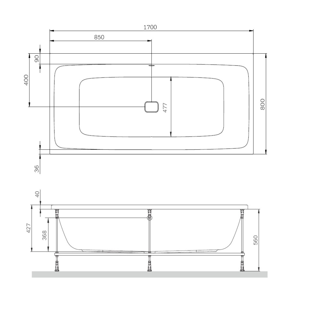 Ванна акриловая AM.PM Func W84A-170-080W-A 170x80 купить в интернет-магазине Sanbest