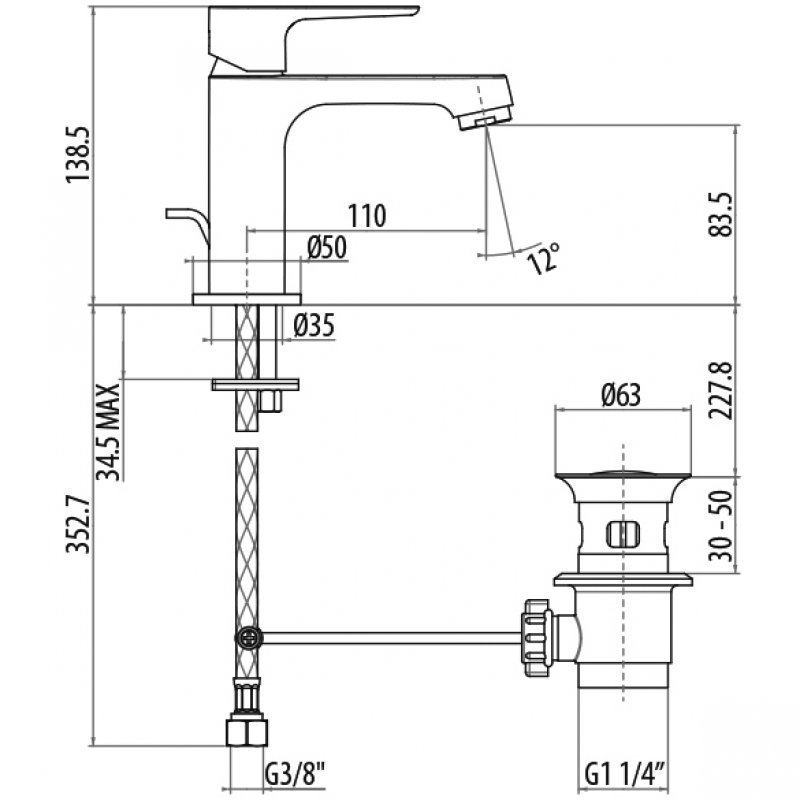 Смеситель для раковины Gattoni H2Omix3000 3041/30C0 купить в интернет-магазине сантехники Sanbest