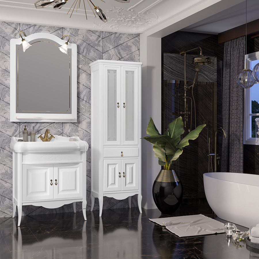Зеркало Опадирис Лоренцо 80 00-00007045 белый матовый в ванную от интернет-магазине сантехники Sanbest