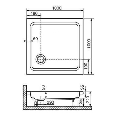 Душевой поддон RGW Acrylic STYLE KV 100х100 купить в интернет-магазине Sanbest