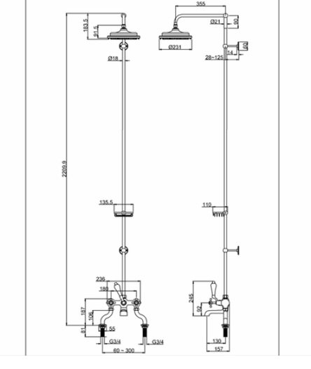 Душевая система Burlington H185-CL хром купить в интернет-магазине сантехники Sanbest